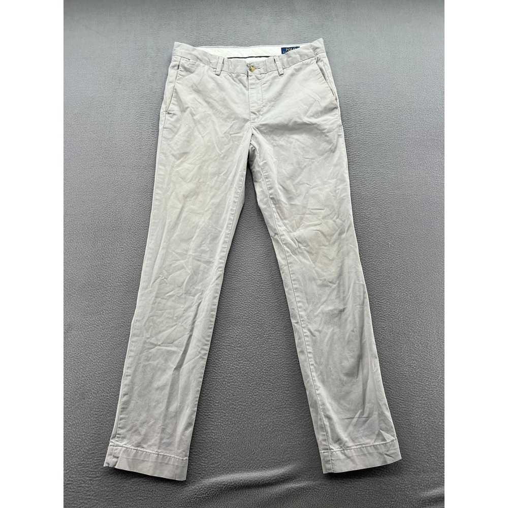 Polo Ralph Lauren Pants Men's 32x32 Light Gray Stretch Slim Fit Chino Trousers